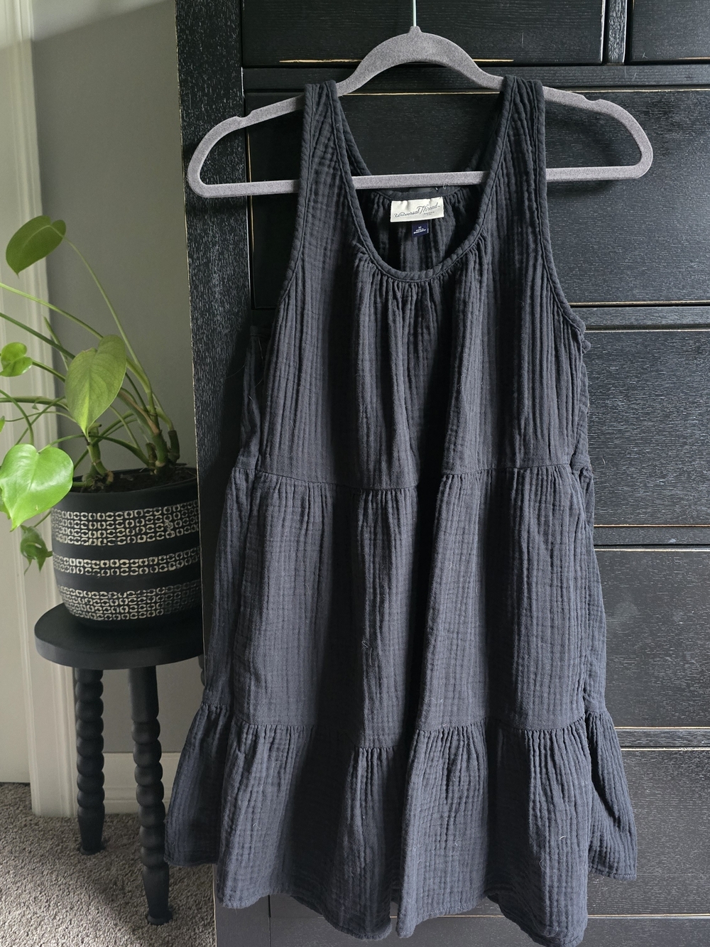 Vintage Thread - Black Tiered Gauze Tank Dress